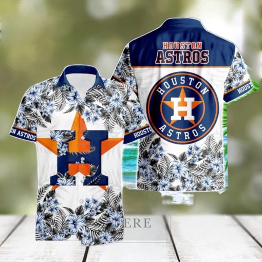 Houston Astros Hibiscus Plumeria Flower 3D Printed Hawaiian Shirt