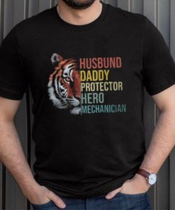 Husband Daddy Protector Hero Mechanician Father's Day Father T Shirt