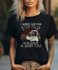 I Ask God For A True Friend So He Gave Me A Shih Tzu Vintage T Shirt