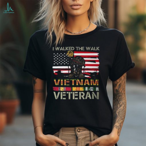 I Walked The Walk Vietnam Veterans American Flag 237 Unisex T Shirt