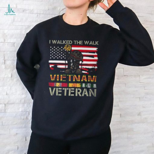 I Walked The Walk Vietnam Veterans American Flag 237 Unisex T Shirt