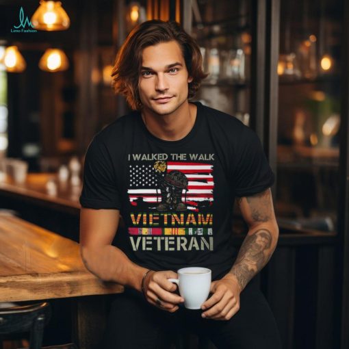 I Walked The Walk Vietnam Veterans American Flag 237 Unisex T Shirt