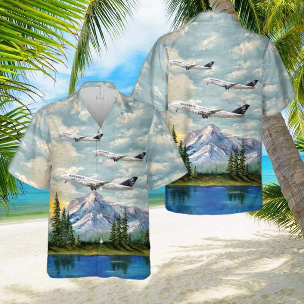 IRON MAIDEN Boeing 747 Ed Force One Hawaiian Shirt IRON MAIDEN Boeing 747 Ed Force One Hawaiian Shirt