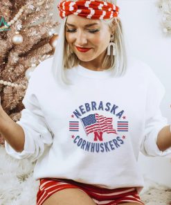 Image One Men’s Nebraska Cornhuskers Ivory Americana Flag T Shirt