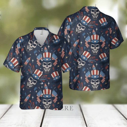 Independence Day 4th Of July Skull Hawaiian Shirt