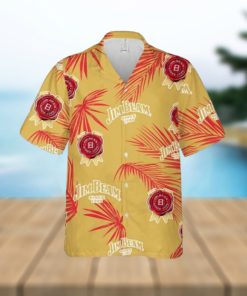 Jim Beam Hawaiian Button Up Shirt Palm Leaves Pattern Party