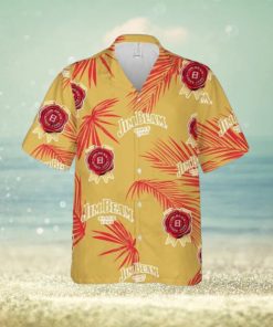 Jim Beam Hawaiian Button Up Shirt Palm Leaves Pattern Party