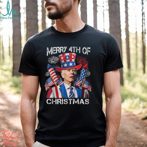 Joe Biden Merry 4Th Of Christmas 4Th Of July Firework Shirt