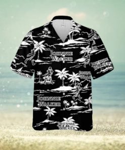 Johnnie Walker Hawaiian Button Up Shirt Island Palm Leaves