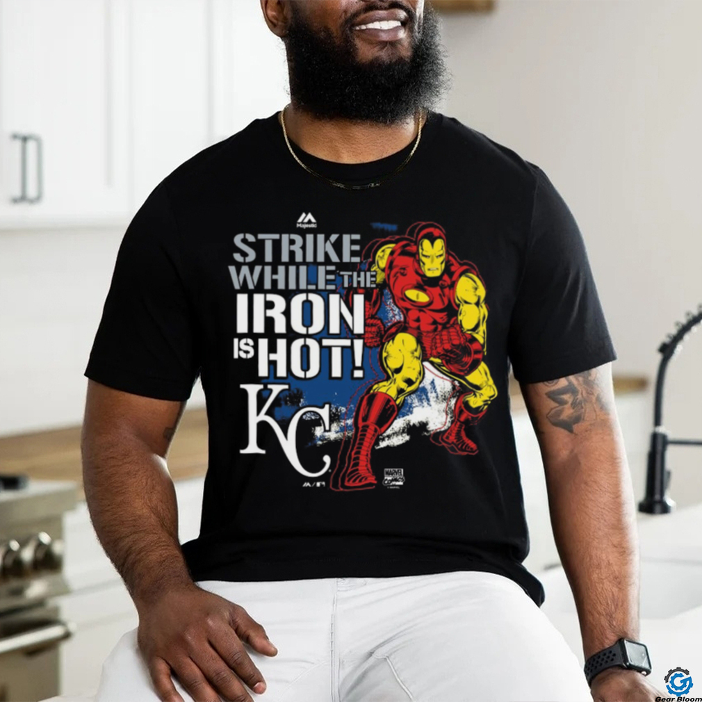 Kansas City Royals Majestic Black Marvel Iron Man T Shirt Kansas City Royals Majestic Black Marvel Iron Man T Shirt