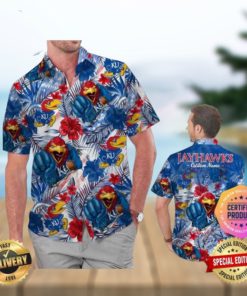 Kansas Jayhawks America Flag Tropical Floral Aloha Hawaiian Shirt Beach Shorts Custom Name For Men Women