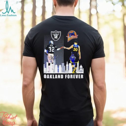 Las Vegas Raiders Marcus Allen and Golden State Warriors Stephen Curry Oakland forever signatures shirt