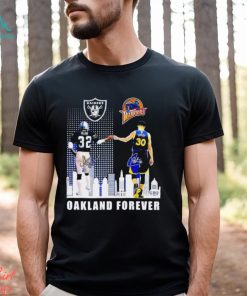 Las Vegas Raiders Marcus Allen and Golden State Warriors Stephen Curry Oakland forever signatures shirt