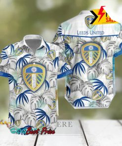 Leeds United FC Big Logo Tropical Leaves Hawaiian Shirt And Shorts