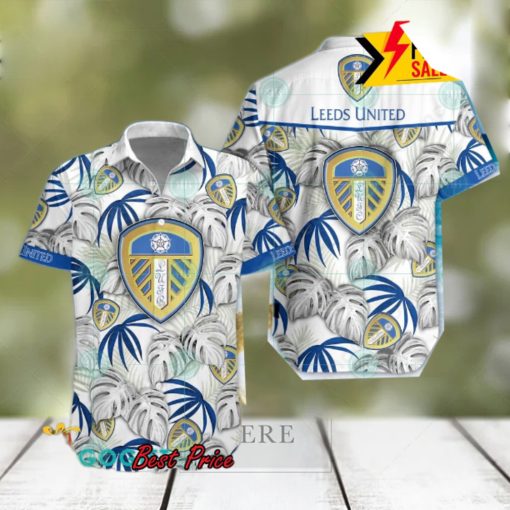 Leeds United FC Big Logo Tropical Leaves Hawaiian Shirt And Shorts