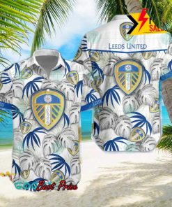 Leeds United FC Big Logo Tropical Leaves Hawaiian Shirt And Shorts