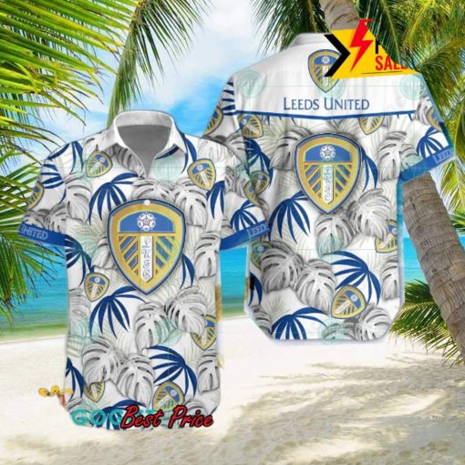 Leeds United FC Big Logo Tropical Leaves Hawaiian Shirt And Shorts