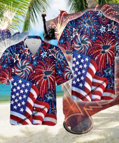 Limited NHL St. Louis Blues US Flag Pattern Firework Memory Men Women AOP Hawaiian Shirt