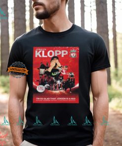 Liverpool LFC Icons Magazine Jurgen Klopp I’m So Glad That Jurgen Is A Red Merchandise Vintage T Shirt