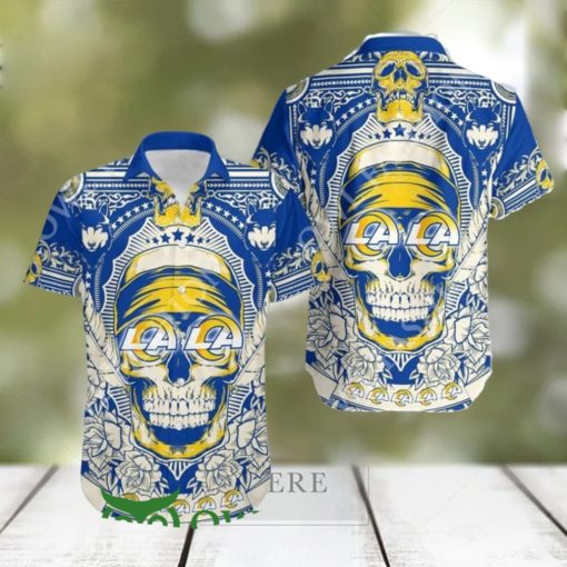 Los Angeles Rams Skull NFL Gift For Fan Hawaiian Shirt And Shorts Summer
