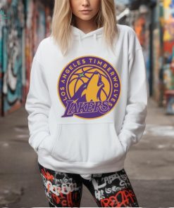 Los Angeles Timberwolves Los Angeles Lakers and Minnesota Timberwolves logo mashup shirt