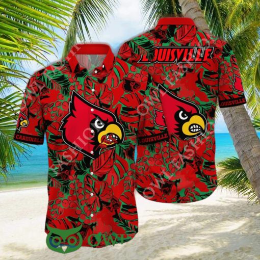 Louisville Cardinals NCAA Hawaiian Shirt Shorts Aloha Palm Tree