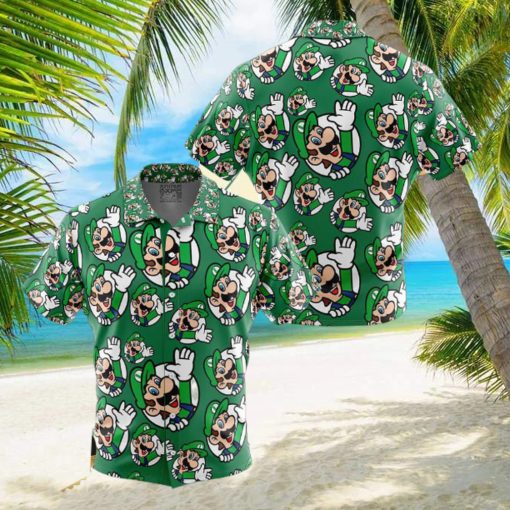 Luigi Super Mario Button Up Anime Ape Hawaiian Shirt