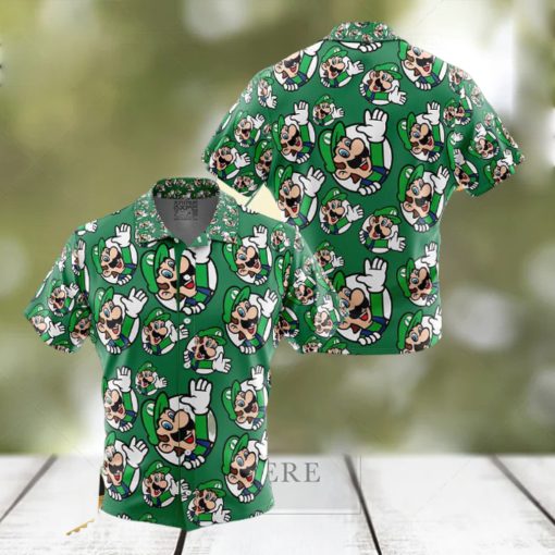 Luigi Super Mario Button Up Anime Ape Hawaiian Shirt