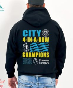 Manchester City 2024 Premier League Champions Four Years In A Row Unisex T Shirt
