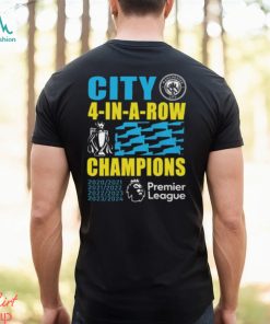 Manchester City 2024 Premier League Champions Four Years In A Row Unisex T Shirt