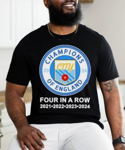 Manchester City Champions of England Four in a Row 2021 2022 2023 2024 Shirt