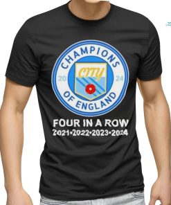 Manchester City Champions of England Four in a Row 2021 2022 2023 2024 Shirt