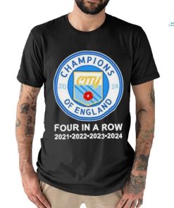 Manchester City Champions of England Four in a Row 2021 2022 2023 2024 Shirt