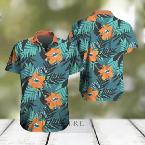 Miami Dolphins Hawaiian Tracksuit Floral Outfits Button Down Shirt Beach Shorts