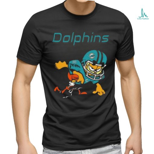 Miami dolphins garfield cat grumpy football player shirt