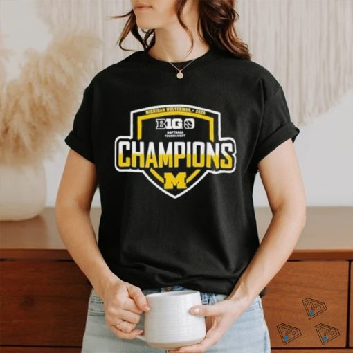 Michigan wolverines blue 84 2024 big ten softball conference tournament champions locker room shirt