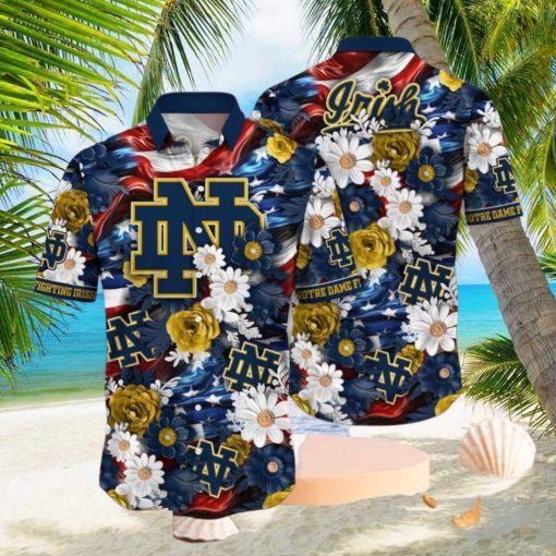 NCAA Notre Dame Fighting Irish Design Logo Gift For Fan Independence Day Hawaii Shirt Full Over Print