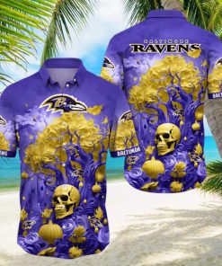 NFL Baltimore Ravens Halloween Skull Pumpkin Hawaiian Shirt