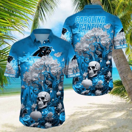 NFL Carolina Panthers Halloween Skull Pumpkin Hawaiian Shirt