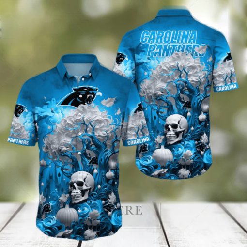 NFL Carolina Panthers Halloween Skull Pumpkin Hawaiian Shirt