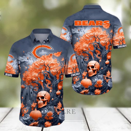 NFL Chicago Bears Halloween Skull Pumpkin Hawaiian Shirt