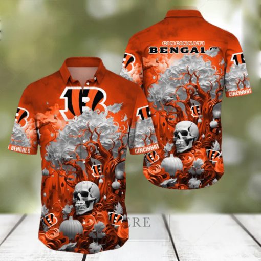 NFL Cincinnati Bengals Halloween Skull Pumpkin Hawaiian Shirt