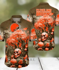 NFL Cleveland Browns Halloween Skull Pumpkin Hawaiian Shirt