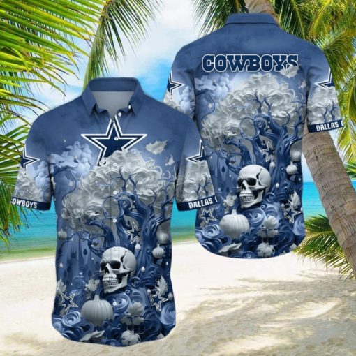 NFL Dallas Cowboys Halloween Skull Pumpkin Hawaiian Shirt