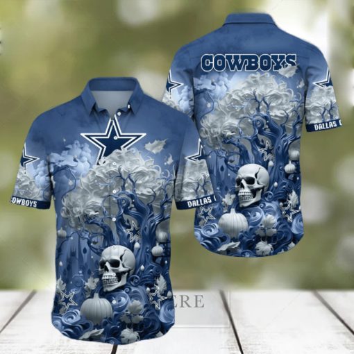 NFL Dallas Cowboys Halloween Skull Pumpkin Hawaiian Shirt