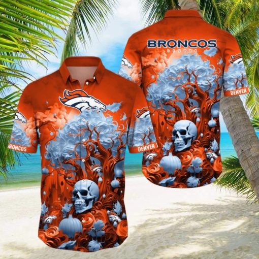 NFL Denver Broncos Halloween Skull Pumpkin Hawaiian Shirt