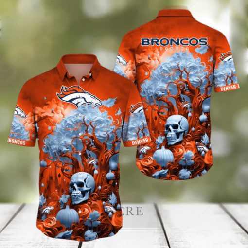 NFL Denver Broncos Halloween Skull Pumpkin Hawaiian Shirt