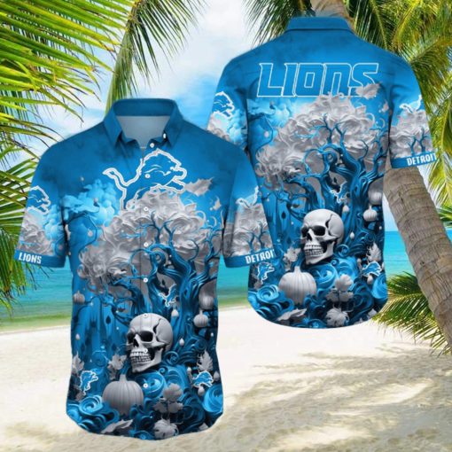 NFL Detroit Lions Halloween Skull Pumpkin Hawaiian Shirt