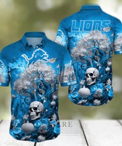 NFL Detroit Lions Halloween Skull Pumpkin Hawaiian Shirt