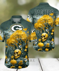 NFL Green Bay Packers Halloween Skull Pumpkin Hawaiian Shirt